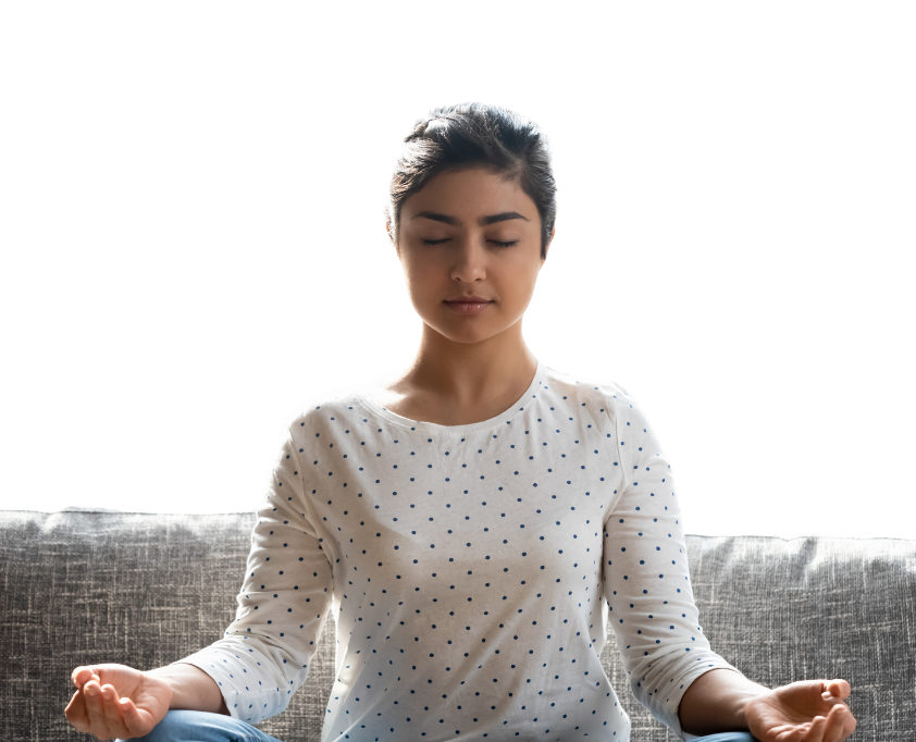 young woman meditating